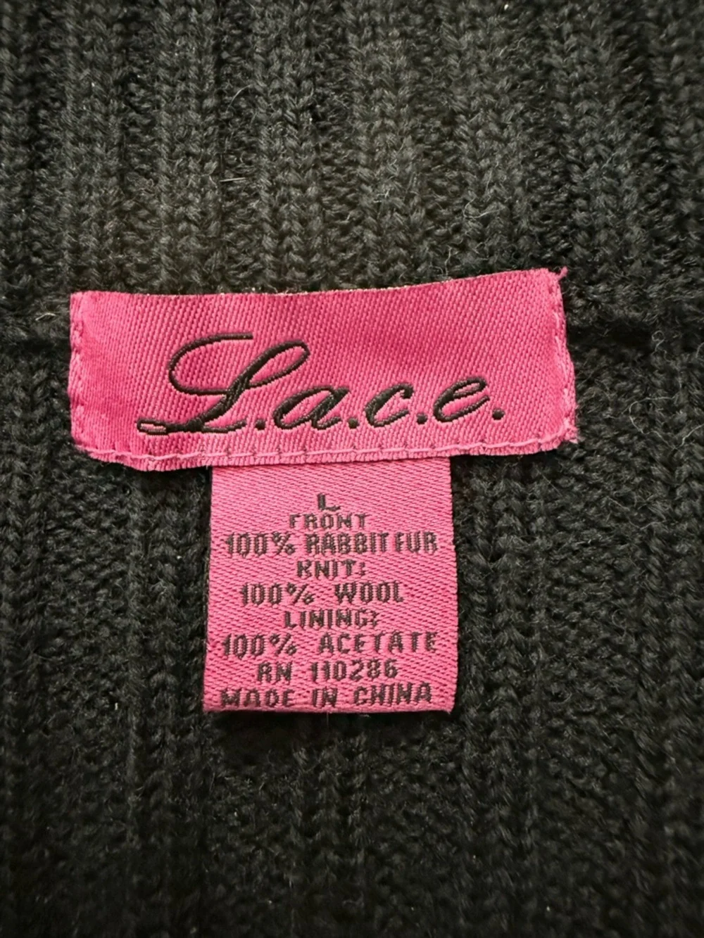 L.A.C.E. Faux Fur Vest Leopard Rabbit Fur Wool Knit Size L Luxe Winter Chic - Picture 5 of 7